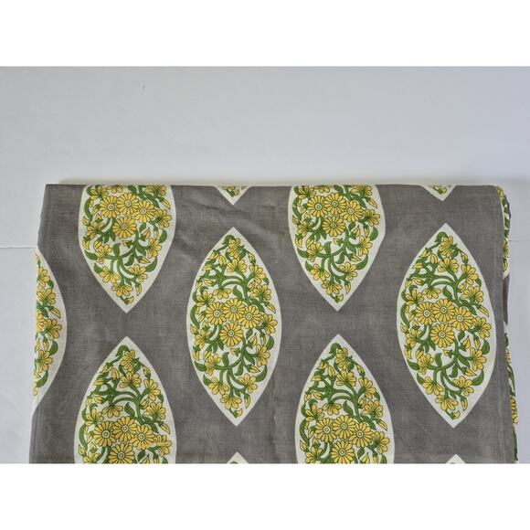New World Market Green Gray Yellow Floral Cotton Shower Curtain - Picture 7 of 7